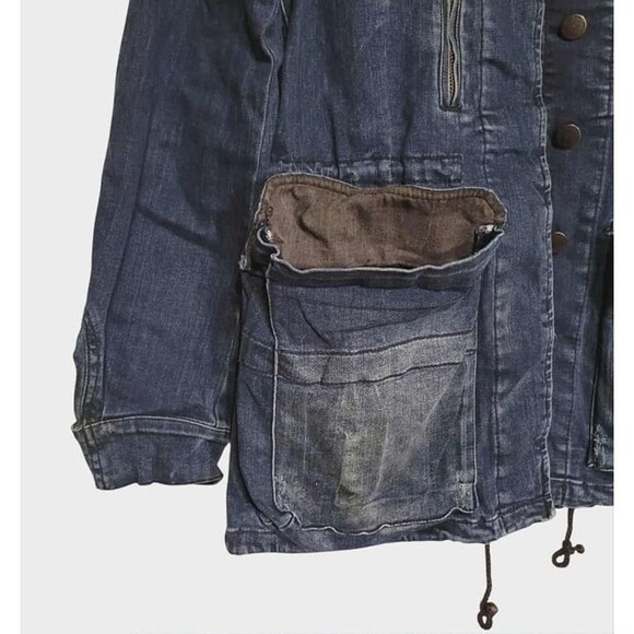 Zara Denim Jacket Medium Grunge Style Many Pockets Asjustable - Picture 3 of 5